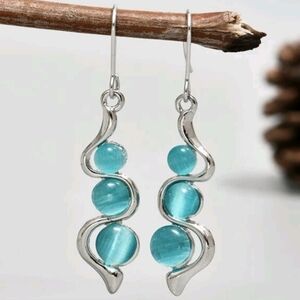 Blue cat eye earrings